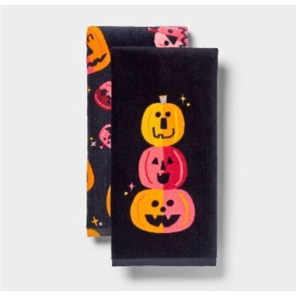 2pk Jack-O'-Lantern Halloween Kitchen Terry Towels - Hyde & EEK! Boutique™  B33